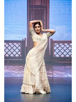 Anu Pellakuru - Ivory Kavala Embroidered Lehenga with Blouse and Dupatta (Set of 3)