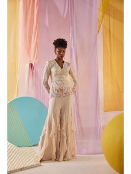 Anu Pellakuru - Jashna Embroidered Jacket with Palazzo and Belt (Set of 3)