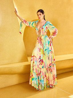 MANDIRA WIRK - Multicolor Floral Printed Maxi Dress