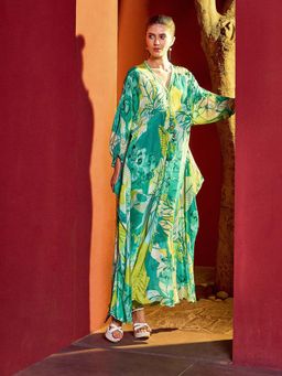 MANDIRA WIRK - Green Hues Kaftan Dress