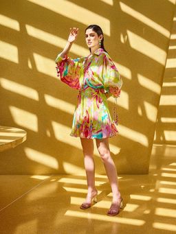 MANDIRA WIRK - Multicolor Surge Florid Short Dress
