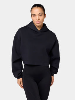 Squatwolf - Black Oversized Crop Hoodie