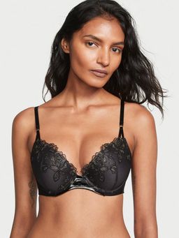 Victoria's Secret - Very Sexy Rose Embroidery Push-Up Bra Black