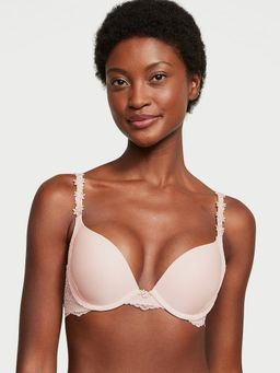 Victoria's Secret - Dream Angels Rosebud Embroidery Smooth and Lace Push-Up Bra Pink