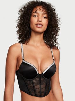 Victoria's Secret - Very Sexy Bombshell Add-2-Cups Shine Strap Bralette Bra Black