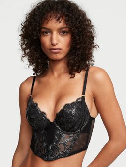 Victoria's Secret - Very Sexy Shimmer Heart Embroidery Bralette Bra Black