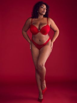 Victoria's Secret - Very Sexy Bombshell Rose Lace Add-2-Cups Push-Up Bra Red