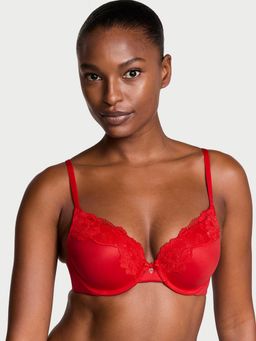 Victoria's Secret - Lace-Trim Push-Up Perfect Shape Bra Red