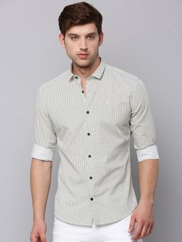 SHOWOFFFF - Mens Spread Collar Cream Printed Shirt