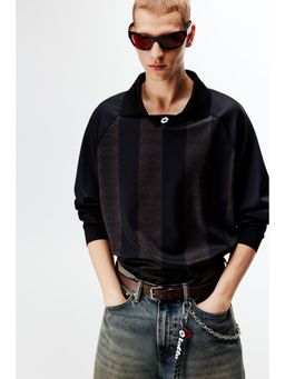 H&M - Men Black Loose Fit Football T-Shirt