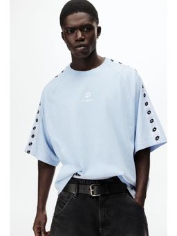 H&M - Men Blue Oversized Fit Cotton T-Shirt