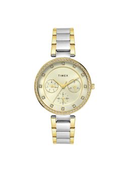 Timex - Champagne Round Dial Analog Womens White Watch - Twel18711 (M)