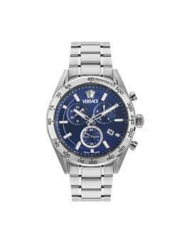 VERSACE - V-Code 41 Mm Blue Dial Unisex Chrono Watch- Ve0Ca0124 (M)