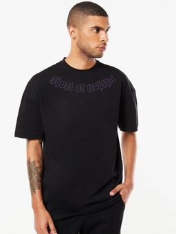 Bewakoof - Men's Black The Ghost Graphic Printed Oversized T-shirt