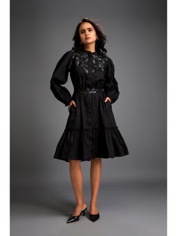 Deepika Arora - Black Floral Knee Length Dress