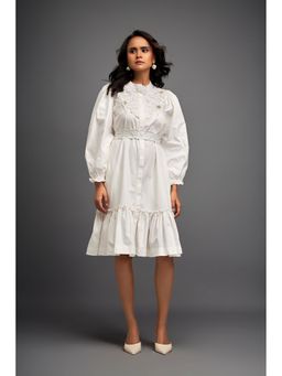 Deepika Arora - White Floral Knee Length Dress