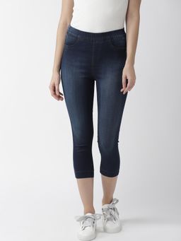 Xpose - Women Navy Blue Solid Skinny Fit Slip-On Closure Capris