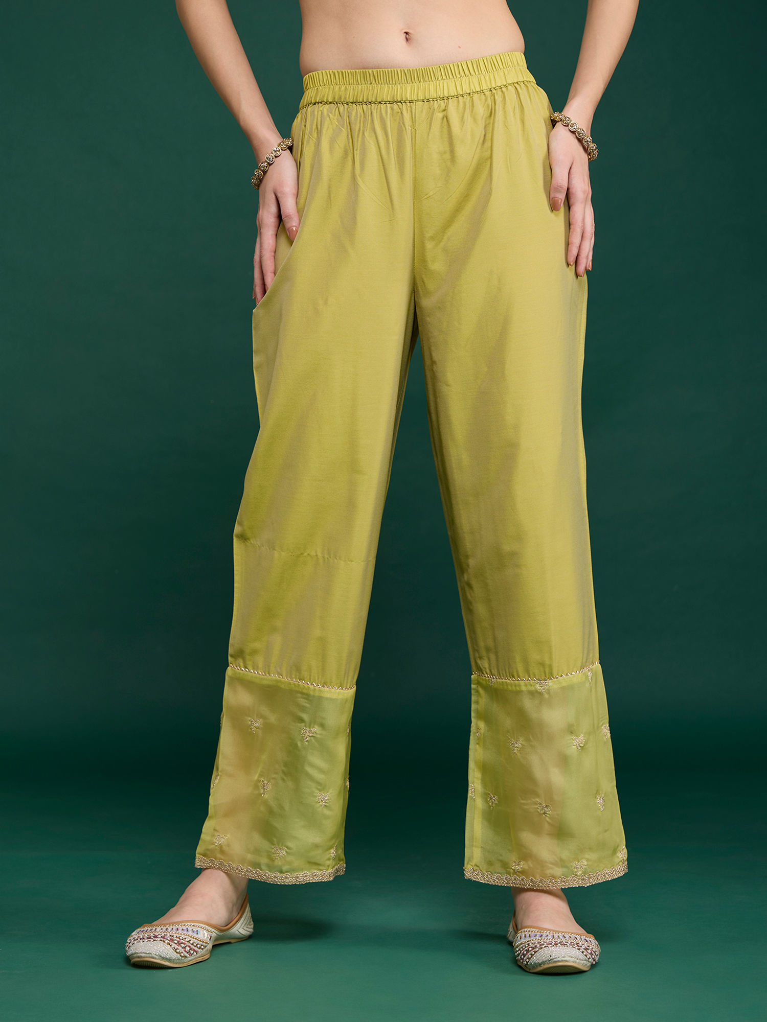 gajra gang Lime Embroidered Straight Pant Diwalicious-picture-21