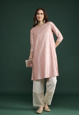 Gajra Gang - Pink Foil Print Kurta Nani's Almari