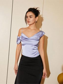 Outzidr - Off Shoulder Satin Party Top