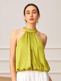 Outzidr - Green Halter Neck Vacay Top