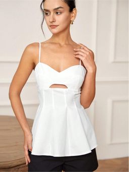 Outzidr - White Strappy Cutout Vacay Top
