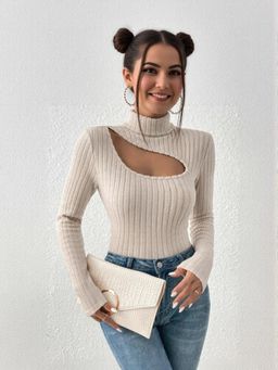 Outzidr - Mauve Key-Hole Neck Party Top