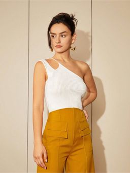 Outzidr - One Shoulder Cutout Knit Party Top