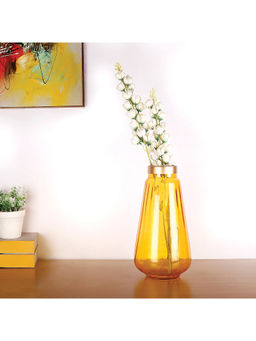 HomeTown - Diva Metal and Glass Vase in Mustard