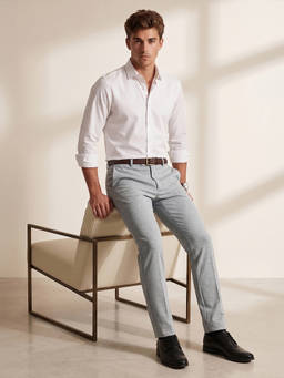 Peter England - Men Grey Super Slim Fit Casual Trousers