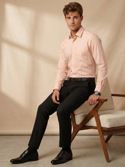 Peter England - Men Peach Regular Fit Formal Shirt