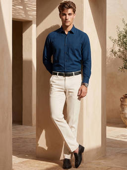 Peter England - Men Navy Regular Fit Formal Shirt