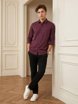 Peter England - Men Maroon Slim Fit Casual Shirt