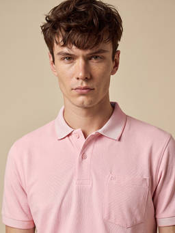 Peter England - Men Pink Solid Plain Collar Neck Polo T-Shirts