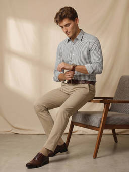 Peter England - Men Grey Regular Fit Formal Shirt
