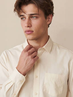 Peter England - Men Beige Slim Fit Solid Full Sleeves Casual Shirt