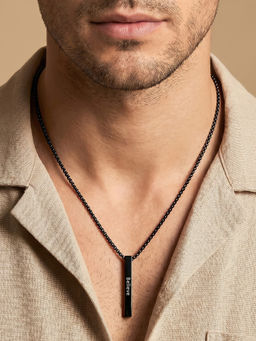 Joker and Witch - Joker & Witch Believe Black Mens Bar Mantra Necklace