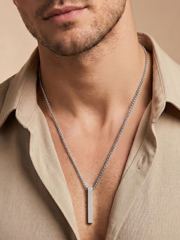 Joker and Witch - Joker & Witch Minimal Silver Mens Bar Mantra Necklace
