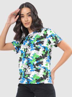 Bewakoof - Women's White All Over Printed T-shirt