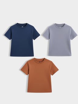 Orange Sugar - Kids Unisex Solid Half Sleeve T-Shirt (Pack of 3)