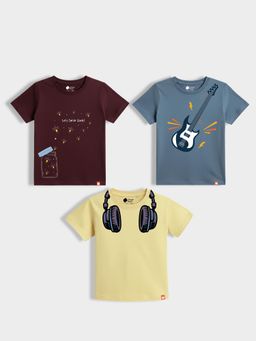 Orange Sugar - Kid's Unisex Graphic Printed Half Sleeve T-Shirt (Pack of 3)