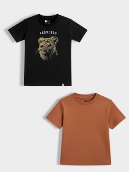 Orange Sugar - Kids Unisex Graphic Printed Half Sleeve T-Shirt (Pack of 2)