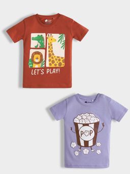 Orange Sugar - Unisex Kids Graphic Printed Half Sleeve T-Shirt (Pack of 2)