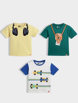 Orange Sugar - Kids Graphic Printed Half Sleeve T-Shirt (Pack of 3)