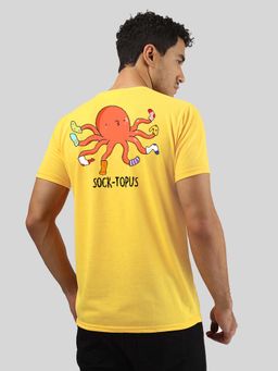 Greylongg - Yellow Comfortable Men's Round Neck Graphic Printed T-Shirt