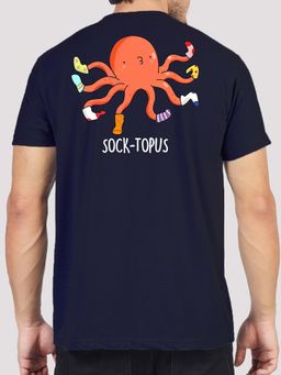 Greylongg - Navy Blue Comfortable Men's Round Neck Graphic Printed T-Shirt