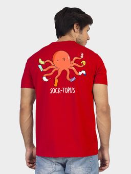 Greylongg - Red Comfortable Men's Round Neck Graphic Printed T-Shirt