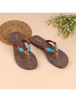 Metro - Womens Multi-Color Open Toe Flats