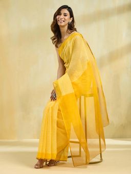 Fabindia - Mustard Cotton Silk Printed Saree