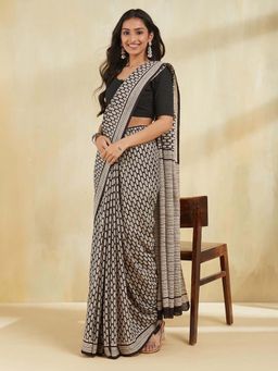 Fabindia - Black Cotton Printed Saree